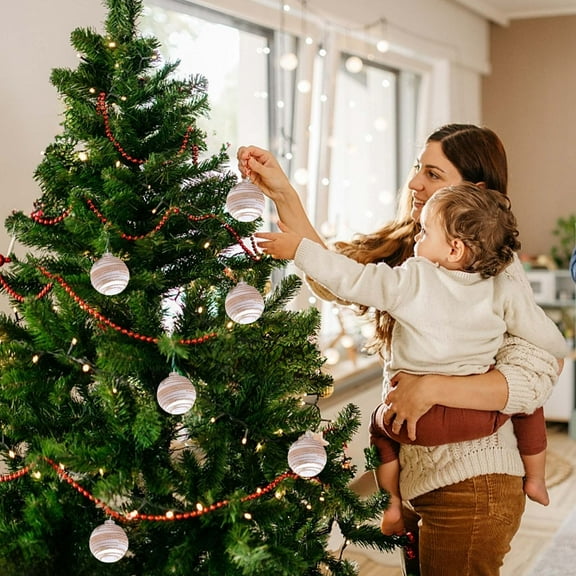 Steadline 6 Piece Premium Christmas Ball Ornament Collection With Elegant Finish - Holiday Tree Decor Set For Indoor And Outdoor Display Durable Plastic Construction With Hanging Loops
