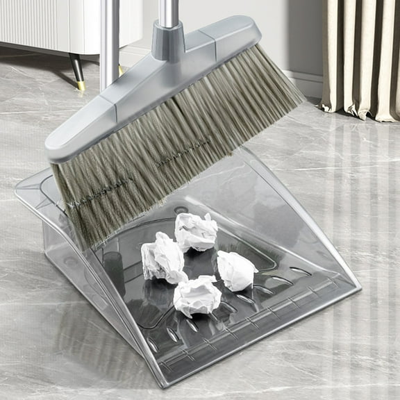 Steadline Adjustable Handle Broom and Dustpan Combo with Built In Comb - Pet Hair Removal System for Multiple Room Applications