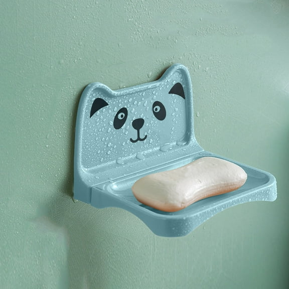 Steadline Adorable Bear Shaped Wall Mounted Soap Dish with Drainage Holes for Bathroom Organization Waterproof Plastic Soap Holder with Adhesive Backing Easy Installation No Drilling Required