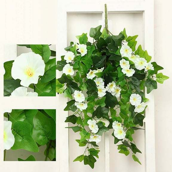 Steadline Artificial Morning Glory Flowers for Indoor Outdoor Decor, Realistic Silk Hanging Plants with Green Leaves, UV Resistant Faux Flowers for Wall Patio Garden Decoration