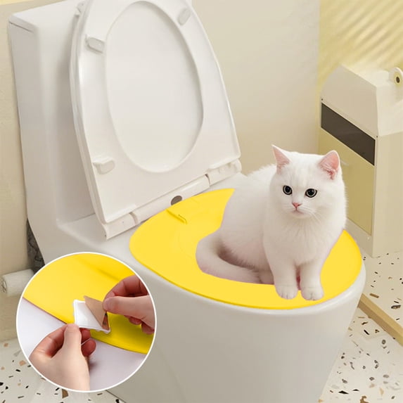 Steadline Cat Litter Box Pet Toilet Trainer with Splash Guard Odor Control System for Bathroom Use Helping with Feline Transition During Home Training and Clean Living Environment Maintenance