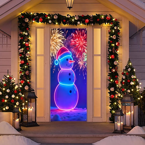 Steadline Christmas Door Cover 90x180cm Polyester Fabric Holiday Decoration with Festive Patterns Indoor Outdoor Party Decor for Home and Office Easy to Install Seasonal Display