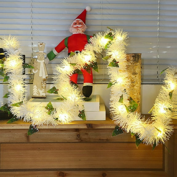 Steadline Christmas Garland Lights Battery Operated - Glittering Metallic Tinsel Decor - Indoor Outdoor Hanging Decoration - Festive Tree Wall Door Window Decor - Seasonal Party Supplies