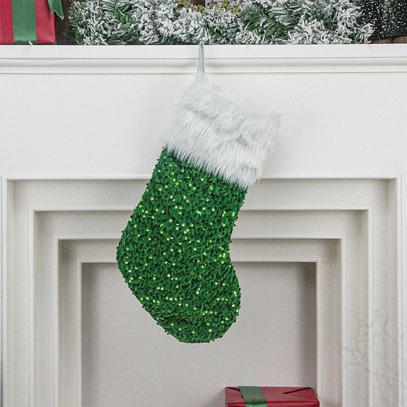 Steadline Christmas Glitter Stockings Non-Woven Christmas Stocking with Glitter Detail for Tree Decoration Fireplace Hanging Candy Gift Bag Storage and Holiday Home Decor