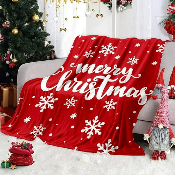 Steadline Christmas Holiday Blanket - Festive Flannel Throw - Seasonal Home Decor - Soft Cozy Fleece Material - Indoor Outdoor Decorative Accent - Merry Christmas Themed Design
