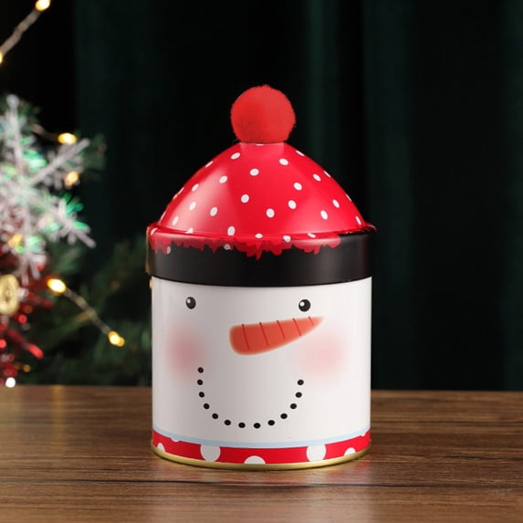Steadline Christmas Storage Tin Wrought Iron Christmas Hat Storage Jar with Santa Pattern for Candy Chocolate Organization Holiday Gift Giving and Festive Home Decor