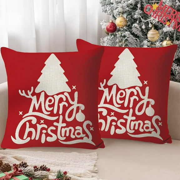 Steadline Classic Christmas Tree Pillow Cover With Polyester Construction - Seasonal Home Decor For Living Room And Bedroom Display Easy Care Fabric With Invisible Zipper Closure