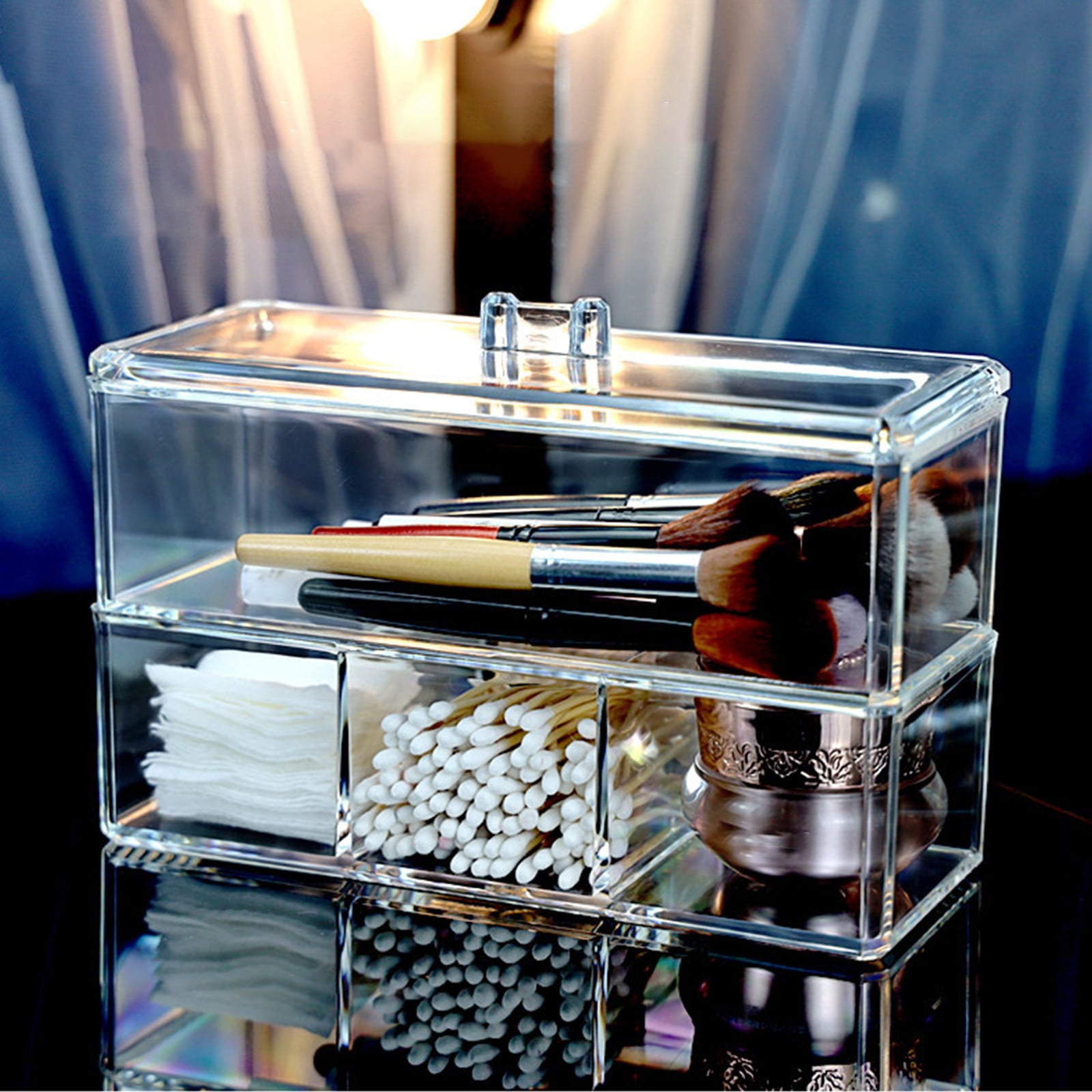 Steadline Clear Stackable Desktop Organizer Storage Box with Removable ...