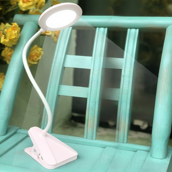 Steadline Clip-On USB Rechargeable Desk Lamp with Adjustable Brightness Eye Protection LED Light for Reading Reading Bedside Night Light Portable Design with Flexible Gooseneck