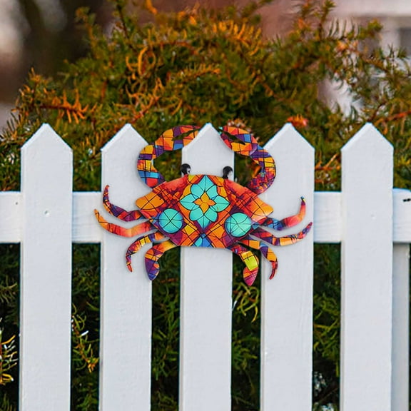 Steadline Coastal Crab Wall Decor - Rustic Metal Garden Hanging Ornament With Weatherproof Finish For Outdoor And Indoor Display With Nautical Theme And Seasonal Charm For Home And Patio Styling