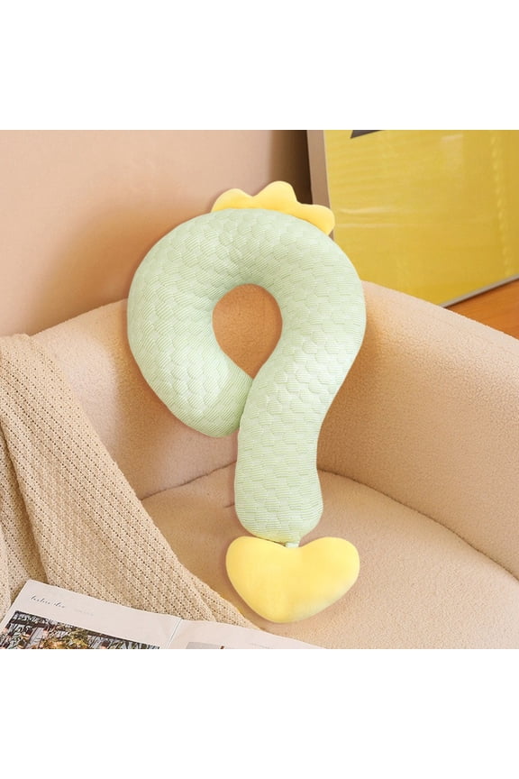 Cooling Question Mark Shaped Neck Pillow with Ice Silk Fabric - Ergonomic Support for Office Nap Car Travel and Home Use