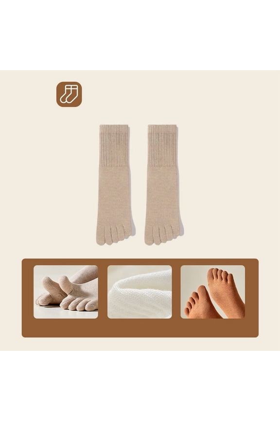Cotton Five-Toe Socks - Seamless Toe Separator Design with Odor Control Technology, Breathable Mid-Calf Socks for Women Men Anti-Friction Athletic and Daily Wear