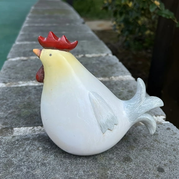 Steadline Creative Rooster Resin Statue - Cute Chicken Garden Decor - Farmhouse Porch Window Sill Ornament - Rustic Countryside Home Decoration for Spring Festival