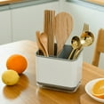 thumbnail image 1 of Steadline Cutlery Storage Organizer Bin with Drain Holes for Knife Fork Spoon Straw Kitchen Utensil Holder Commercial Home Use Countertop Drying Rack Dishwasher Safe Bathroom Office Organization, 1 of 6
