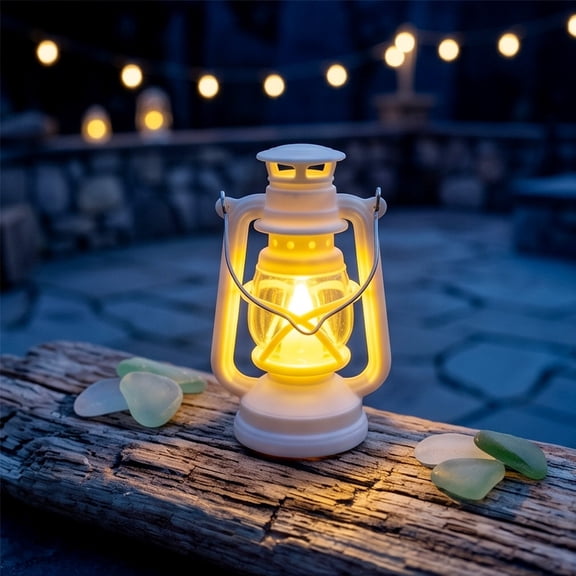 Steadline Decorative LED Lamp,Mini Retro Electronic Lantern Ornament,Simulated Flickering Flame Effect,Ambient Lighting For Indoor Holiday Party And Table Display(White)