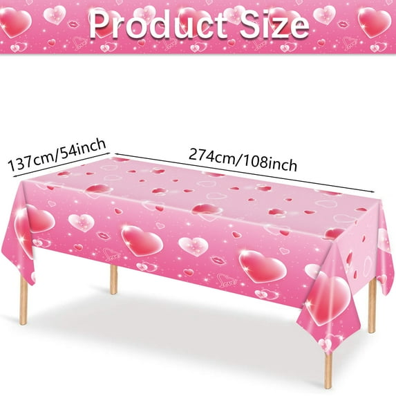 Steadline Disposable Proposal Background Cloth Romantic Valentine's Day Party Decor with Heart Design Unique Table Cover for Wedding Anniversary Celebration