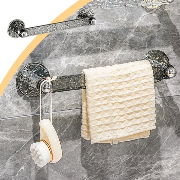 Steadline No Drill Wall Mounted Towel Rack Adhesive Bathroom Organizer with Double Rods Space Saving Storage Solution for Towels Robes Shower Accessories Home Decor