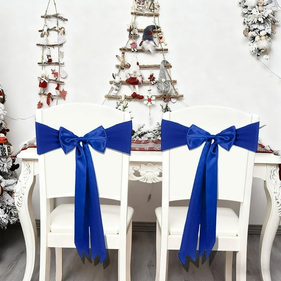 Steadline Elastic Christmas Bow Chair Back Decoration Stretchable Ribbon for Holiday Party Decor Festive Dining Room Setup Easy to Install and Remove Reusable Polyester Material Multicolor Options