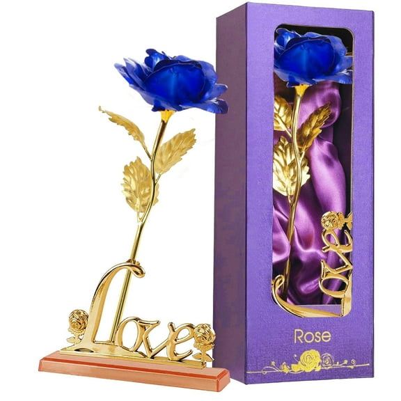 Steadline Elegant 24K Gold Plated Artificial Rose Flower in Gift Box with Stand - Perfect Valentine's Day Mother's Day Anniversary Birthday and Wedding Present for Loved Ones