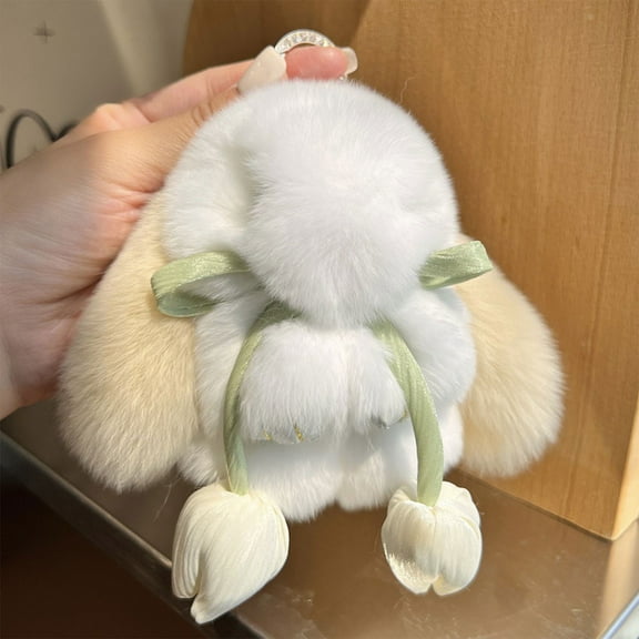 Steadline Faux Mink Bunny Keychain Pendant,Fluffy Plush Animal Bag Charm,Cute Gift for Youngsters,Fashionable Accessory for Campus Backpack and Purse Decoration