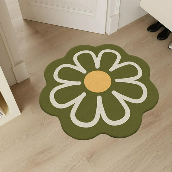 Steadline Floral Design Absorbent Floor Mat with Non-Slip Backing - Soft Microfiber Surface for Bathroom Kitchen Entryway - Machine Washable Quick-Dry Rug