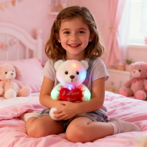 Steadline Glow in The Dark Plush Bear Pillow,Soft LED Night Light Stuffed Animal,Color Changing Comfort Toy for Kids and Adults,Bedroom Decor for Sleep Aid,Birthday and Christmas Gift