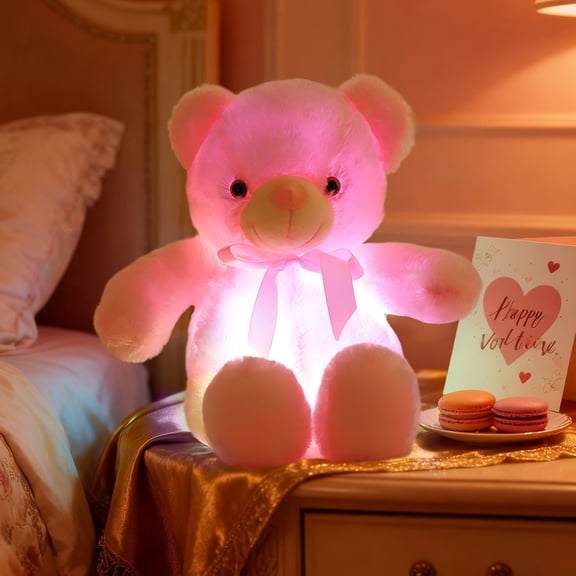 Steadline Glow in The Dark Plush Bear - Soft Light Up Stuffed Animal Toy - Night Light Comfort Pillow - Cute Gift for Kids Adults Bedroom Decor Sleep Companion