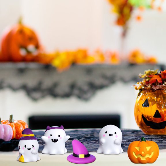 Steadline Halloween Mini Statues,Resin Craft Ornament Three Dimensional Vivid Shape,Versatile Decor for Garden Landscape Cake Table Display(Orange)