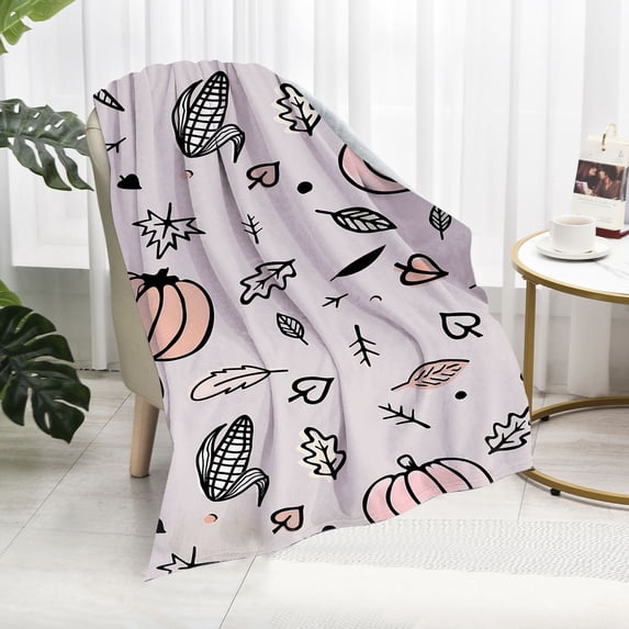 Steadline Halloween Throw Blanket,Pumpkin Maple Leaf Print Flannel Cover 29x40 Inches,Soft Cozy Bed Sofa Nap Wrap for Autumn Seasonal Comfort