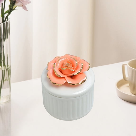 Steadline Hand-Painted Ceramic Jewelry Organizer Box with Lid Decorative Storage Container for Rings Earrings Necklaces Home Decor Wedding Gift Seaside Theme Artistic Display