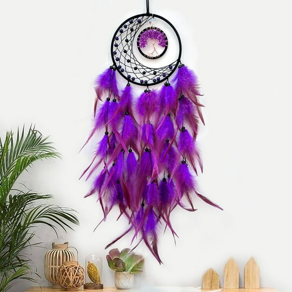 Steadline Handmade Dreamcatcher Wall Hanging,Bohemian Tree of Life Decor,Feather and Bead Room Decoration,Spiritual Home Accessories,Scandinavian Style Gift