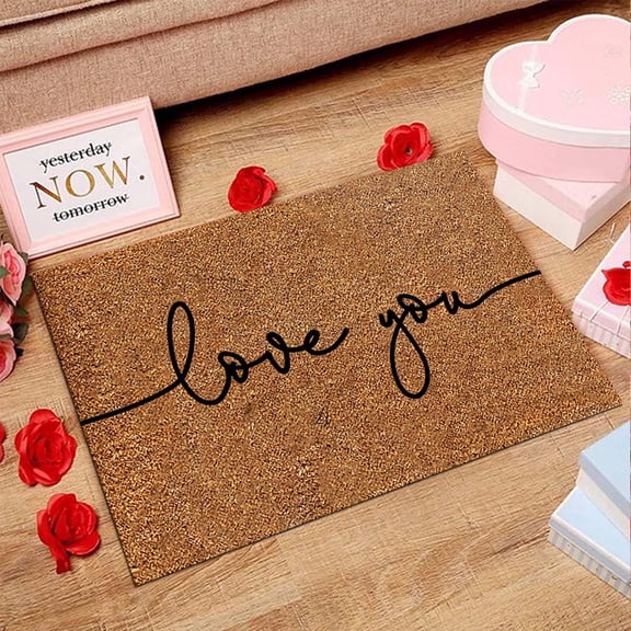Steadline Heart Shaped Valentine's Day Doormat Romantic Home Decor for Entryway with Absorbent Design Unique Non-Slip Mat Gift for Couples Holiday Celebration