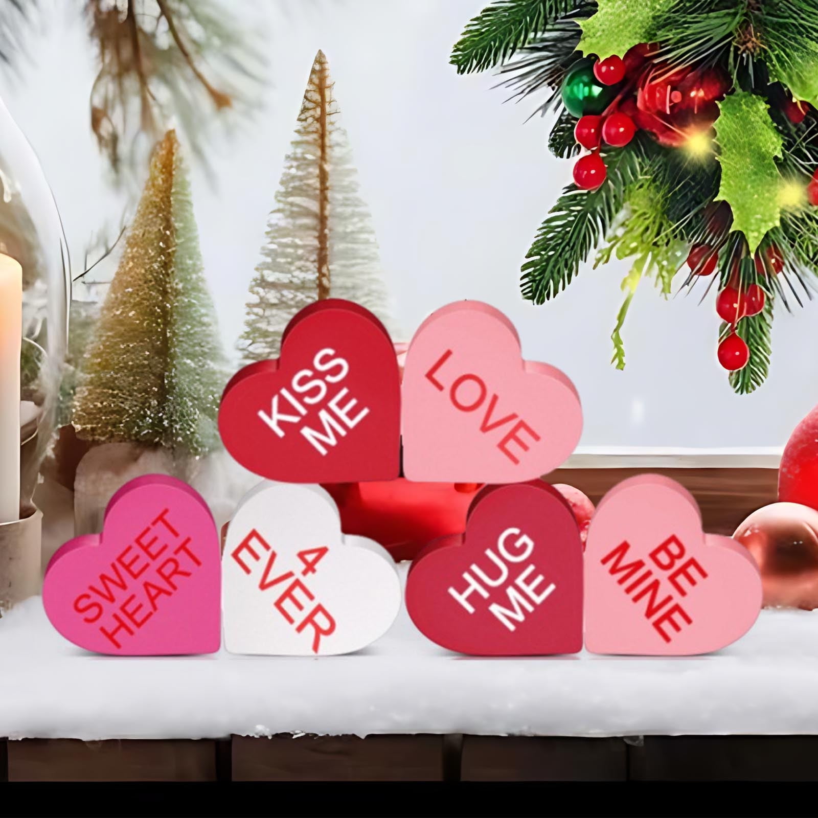 Steadline Heart Shaped Wooden Valentine's Day Decor Rustic Wedding