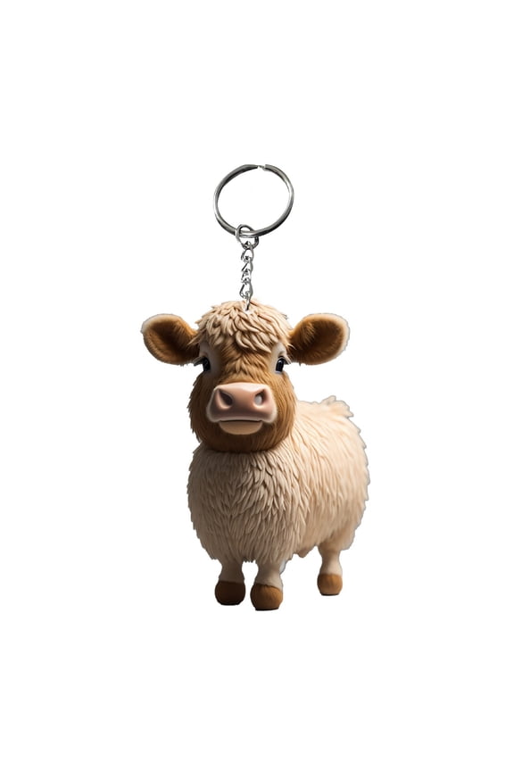 Highland Cow Acrylic Keychain with Cute Pendant Novelty Key Ring for Bag Purse Backpack Animal Themed Accessory Unique Gift Idea for Cattle Enthusiasts