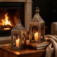 thumbnail image 1 of Steadline Hollow Cutout Metal Candle Lantern,Vintage Moroccan Style Wind Light With Hanging Loop,Pattern Casting Decor For Patio Wedding Boho Living Space Mantel And Ambient Scene Arrangement, 1 of 7
