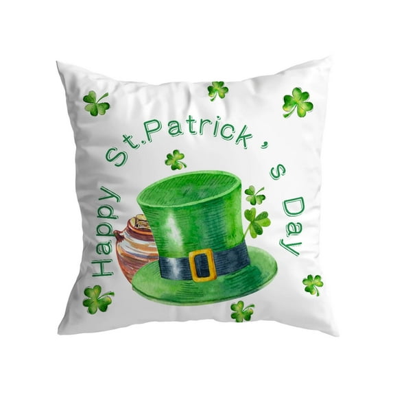 Steadline Irish Themed Decorative Pillow - Velvet Shamrock Print Cushion Cover With Hidden Zipper For Sofa And Bed Styling With Festive Green Design And Soft Material For Seasonal Home Decor Refresh