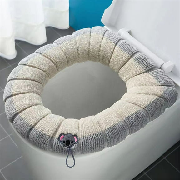 Steadline Knitted Toilet Cushion Thickened Knitted Toilet Seat Cover with Handle for All Season Use Winter Warmth Easy Installation and Machine Washable,Washable Toilet Cover