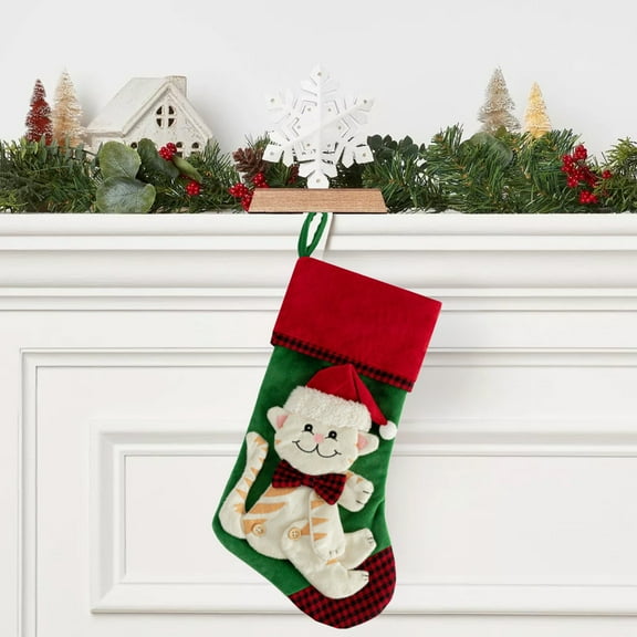 Steadline Large Christmas Cat Stocking - Polyester Pet Holiday Sock Ornament for Tree Fireplace Wall Decoration Christmas Eve Gift