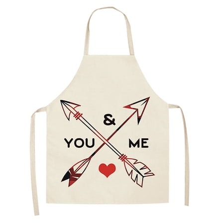 Steadline Linen Kitchen Apron Romantic Valentine's Day Gift for Her with Printed Design Unique Home Decor Present for Anniversary Birthday Celebration