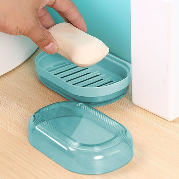 Steadline Macaron Color Plastic Soap Dish - Wall Mounted No Drill Soap Holder with Drainage Holes - Space Saving Bathroom Organizer for Bar Soap and Beauty Products