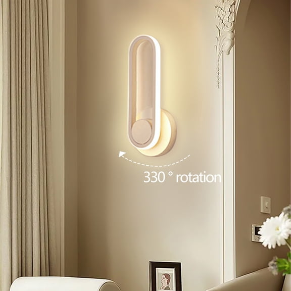 Steadline Modern LED Bedside Wall Light - 360 Degree Rotatable Three Color Changing Fixture for Bedroom Aisle with PC Material and 12W Energy Saving Bulb