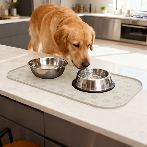 Steadline Non-Slip Silicone Pet Feeding Mat with Raised Edges,Spill-Proof Slow Feeder Placemat for Cats and Dogs,Easy to Clean Dishwasher Safe Dining Mat for Home and Travel
