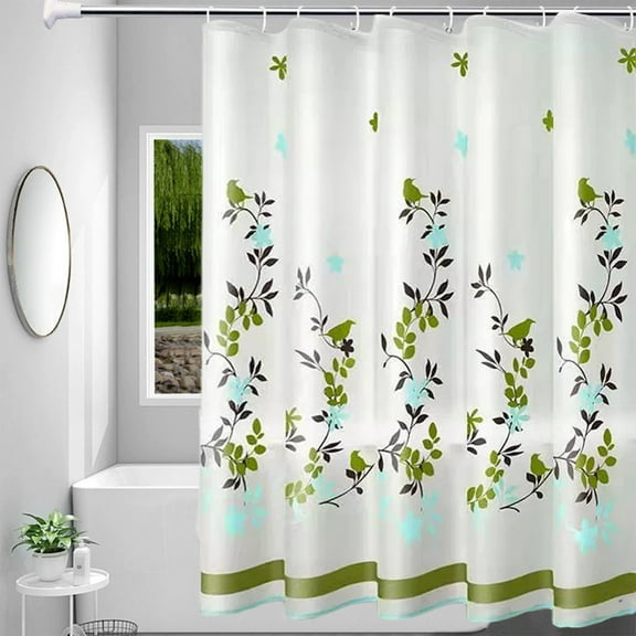 Steadline PEVA Shower Curtain with Reinforced Grommets and Weighted Hem - Water Resistant Bathroom Liner with Digital Print for Dorm Hotel and Home Use