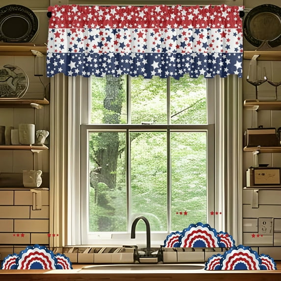 Steadline Patriotic Themed Window Valance with USA Flag Design - Festive Short Curtain Panel for Independence Day Decor Featuring Vibrant Colors and Easy Installation