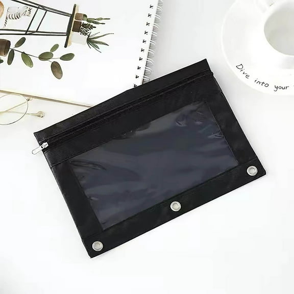 Steadline Pencil Pouch for 3 Ring Binder, Binder Pencil Case with Smooth Zipper, Clear Window Pencil Case for Binder, Big Capacity 3 Ring Binder Pencil Bag with 3 Reinforced Grommets