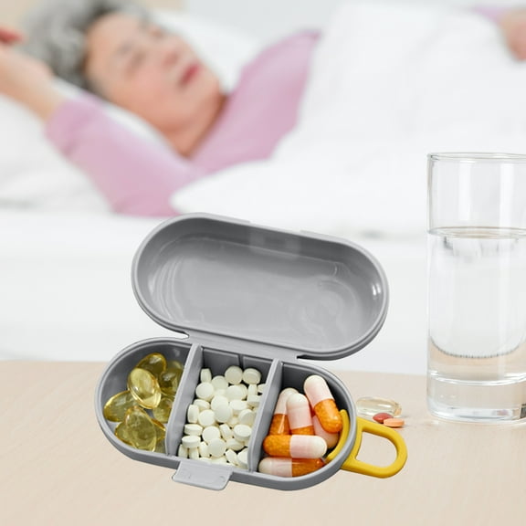 Steadline Portable Mini Pill Organizer Box with Removable Compartments for Daily Medication Vitamins and Small Items with Transparent Silicone Case and Compact Design for Pocket Carry