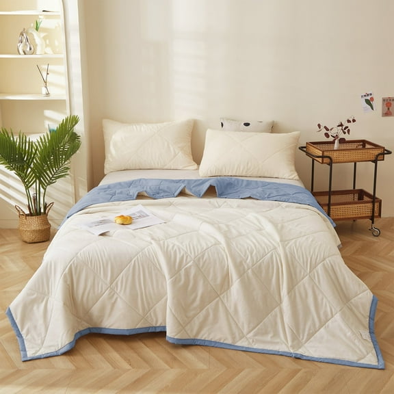 Steadline Pure Cotton Washed Summer Quilt with Machine Washable Design - Lightweight Cooling Blanket for Dormitory and Bedroom