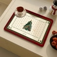 thumbnail image 1 of Steadline Red Christmas Linen Placemat - Washable Stain Resistant Table Mat with Holiday Print for Dining Room Kitchen Festive Decor Insulation Pad, 1 of 7