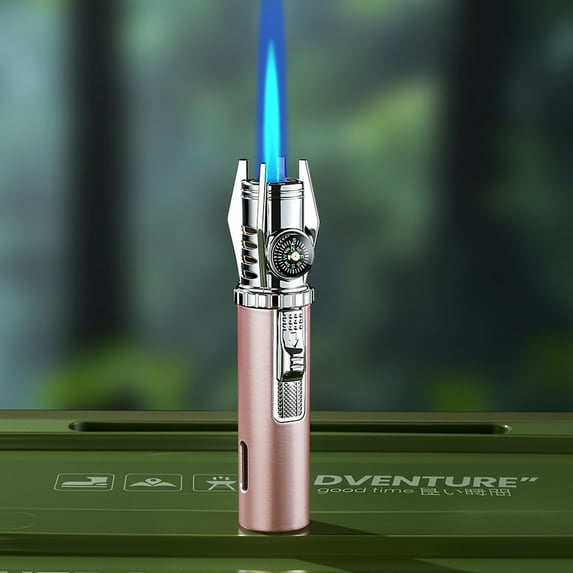 Steadline Refillable Torch Lighter - Windproof Gas Stove Igniter - Portable Mini Butane Flame - Kitchen Camping Essential Tool - Durable Metal Construction Safety Design