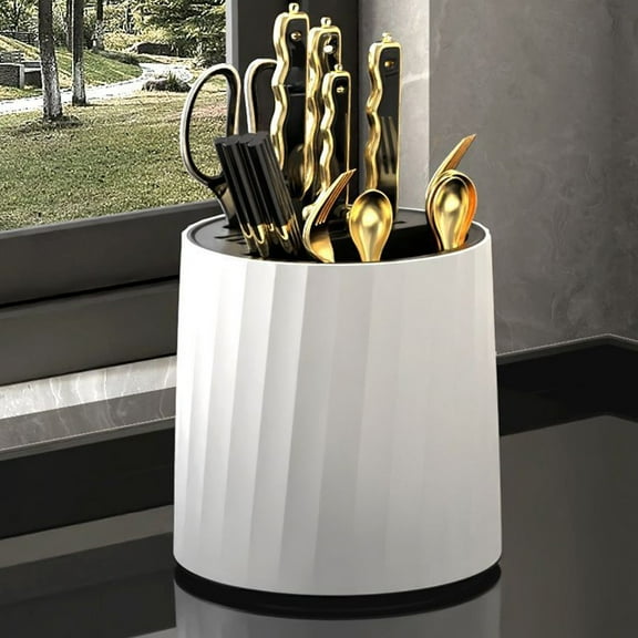 Steadline Rotating Knife Storage Rack Polypropylene Kitchen Organizer 360° Spinning Utensil Holder for Knives Chopsticks Spoons Cutting Boards Space Saving Countertop